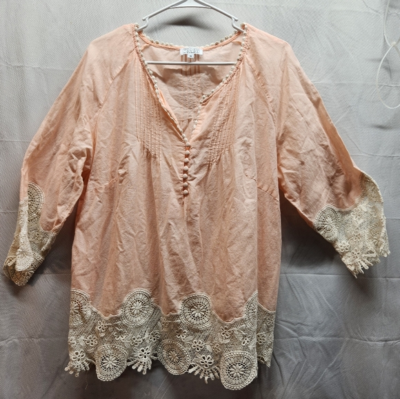 Tamsy Women's 3/4 Boho Pullover Top, Size, 1X - Picture 1 of 10